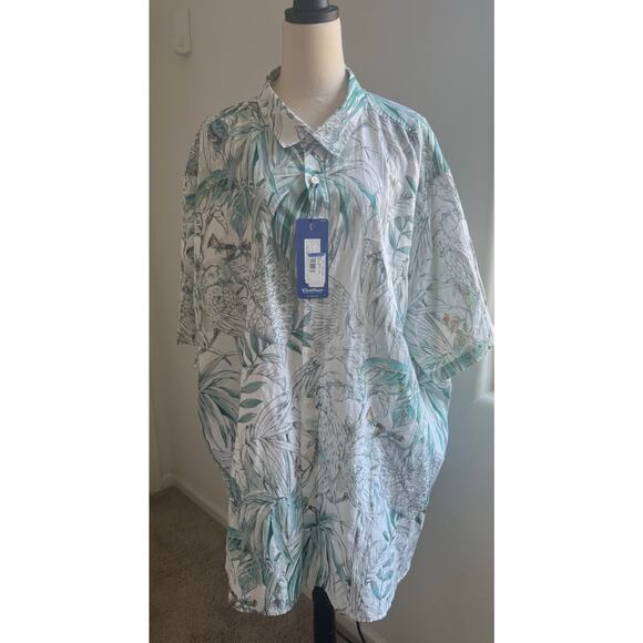 NWT Caribbean Isle Breeze Cotton Linen Short Sleeve Button Down Woven Shirt 4XB - Picture 2 of 12